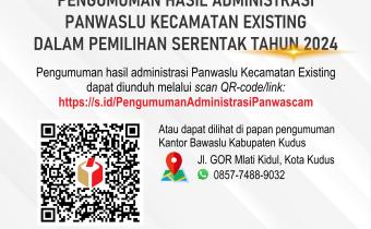 28 April 2024 Pengumuman Hasil Administrasi Panwaslu Kecamatan Existing Dalam Pemilihan Serentak Tahun 2024