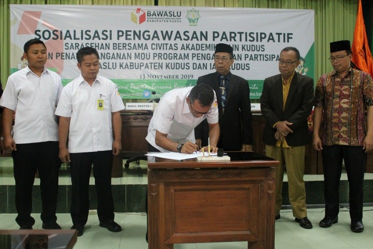 Bawaslu Kudus Teken MoU Dengan IAIN Kudus Terkait Pendidikan Politik Dan Pengawasan Partisipatif Dalam Pemilu