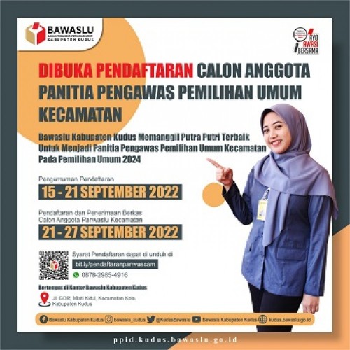 Dibuka Pendaftaran Calon Anggota Panwaslu Kecamatan