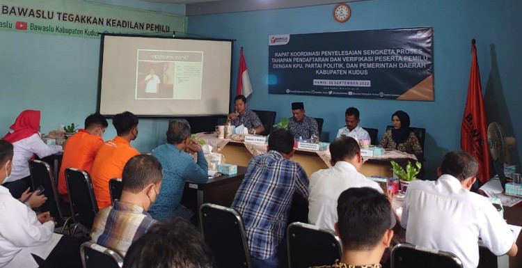 Sebagai Upaya Pencegahan Sengketa Proses Pemilu, Bawaslu Kudus Melaksanakan Koordinasi dengan Organisasi Perangkat Daerah, KPU, dan Parpol di Kudus