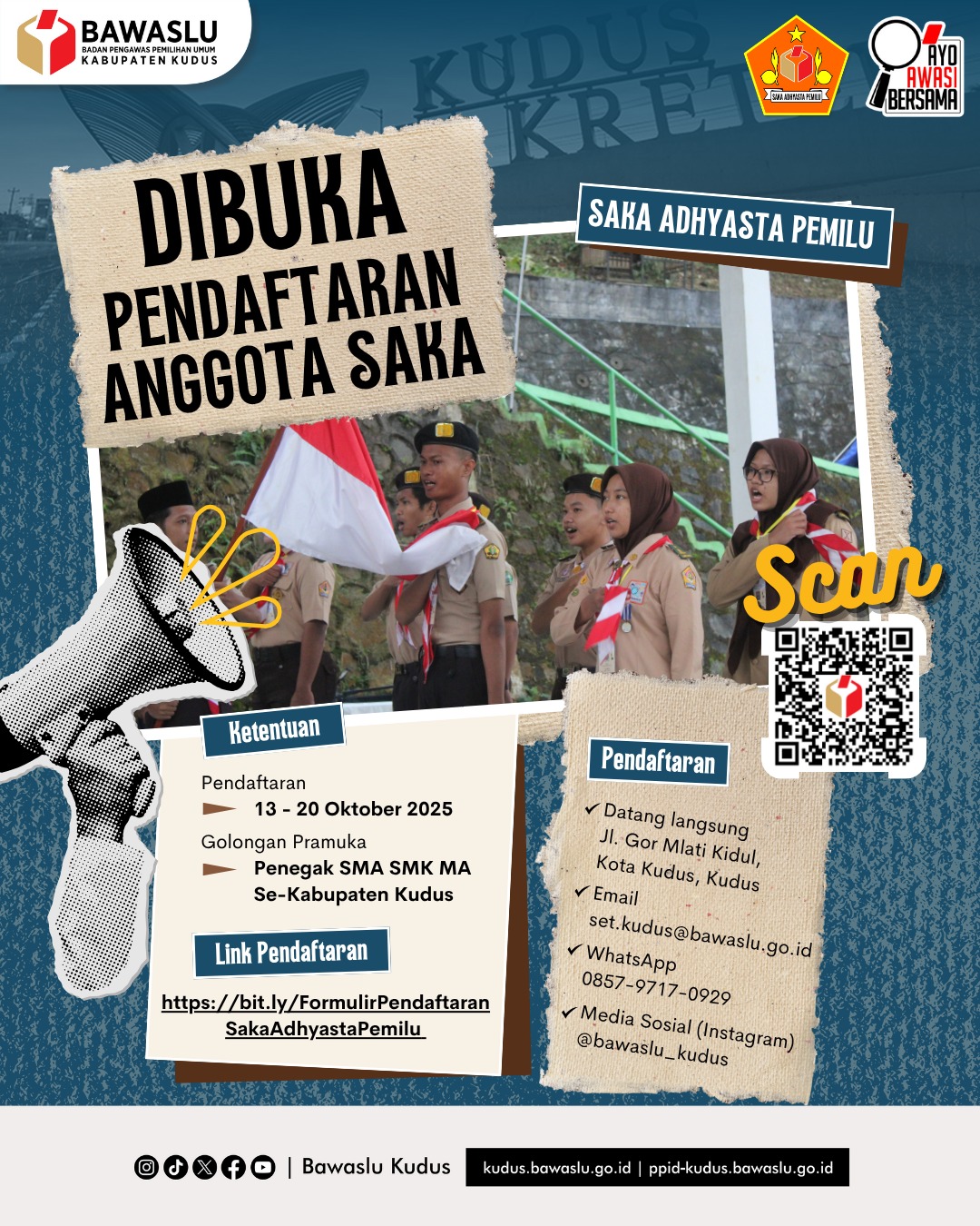 13 Oktober 2025 Bawaslu Kudus Buka Pendaftaran Anggota Saka Adhyasta Pemilu 2025