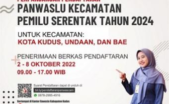 Pengumuman Perpanjangan Pendaftaran Panwaslu Kecamatan Pemilu Serentak Tahun 2024